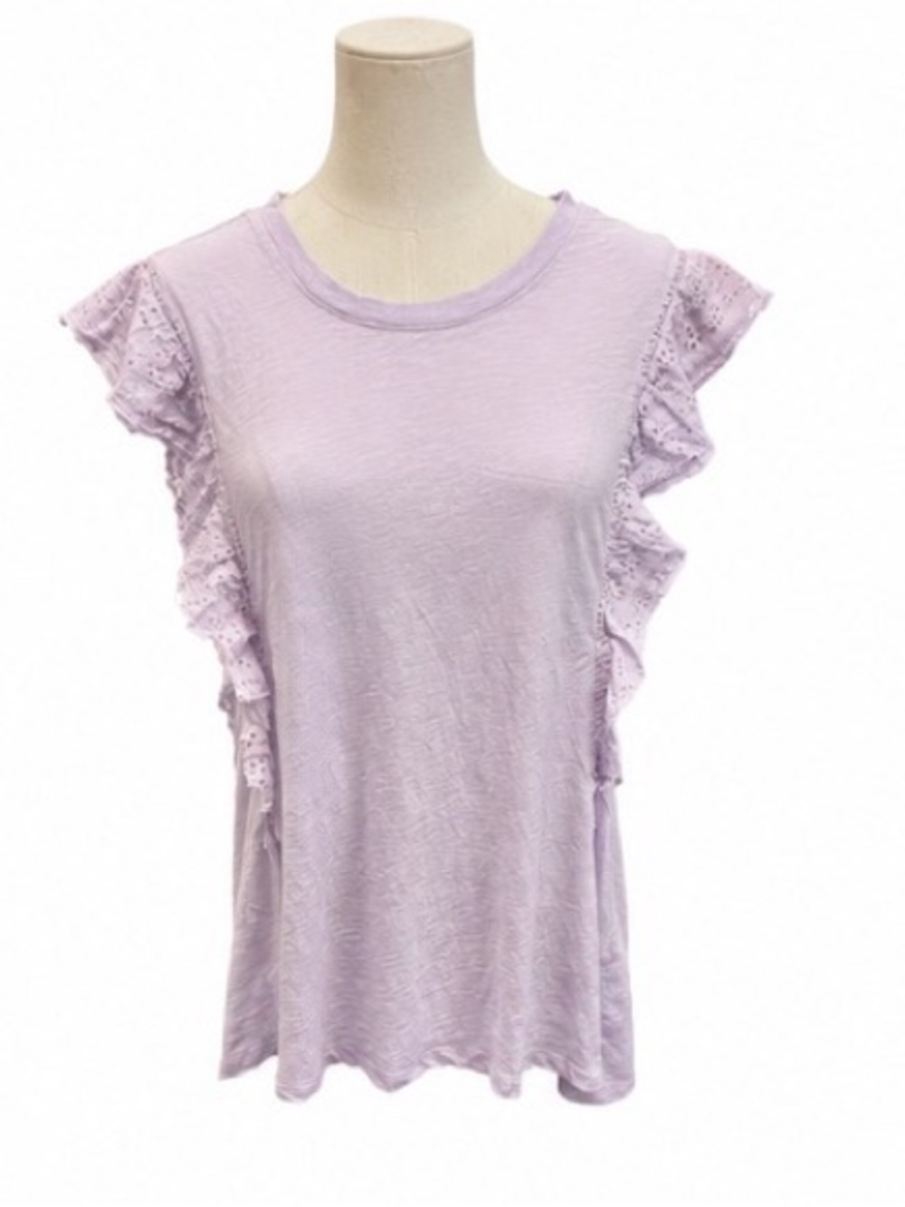 Pilcro Anthropologie Lilac Eyelet Ruffle Sleeveless Top NWT Size Medium